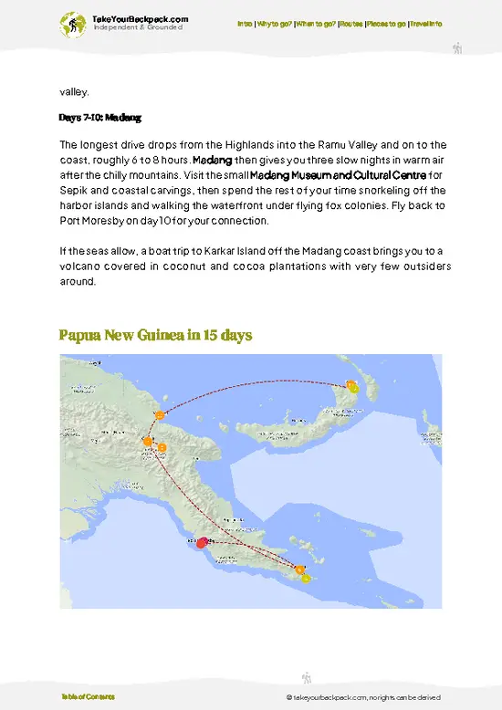 example page 4 from our offline Travel Guide for Papua New Guinea